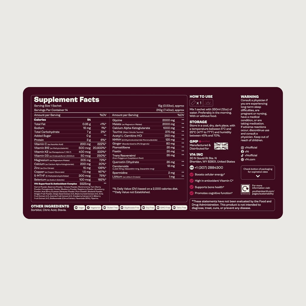 V14® Longevity Reds | 30 Servings Pouch | Premium Longevity Complex