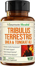 Tribulus Terrestris for Men with DHEA, Tongkat Ali, and Zinc – Testosterone Supplement for Men with Vitamin B6, Rhodiola Rosea – Libido Support, Muscle Builder, Male Enhancing Supplement - 30 Capsules