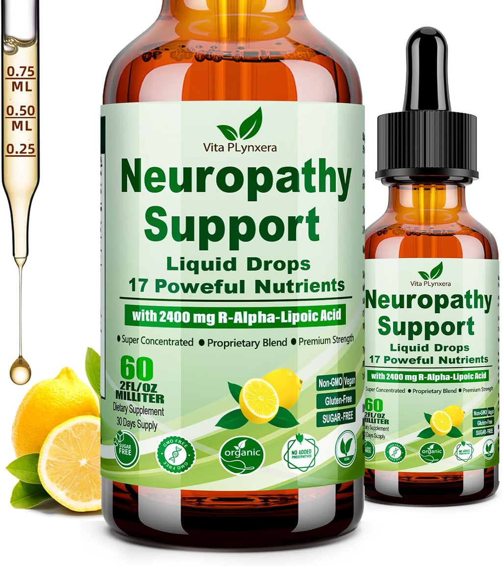 Neuropathy Supplements Liquid Drops, Advance 17-in-1 Stabilized R-Alpha Lipoic Acid (R-ALA) w. Acetyl L-Carnitine Vitamin B-Complex Magnesium, High Potency R-Lipoic Acid for Nerve Antioxidant Energy