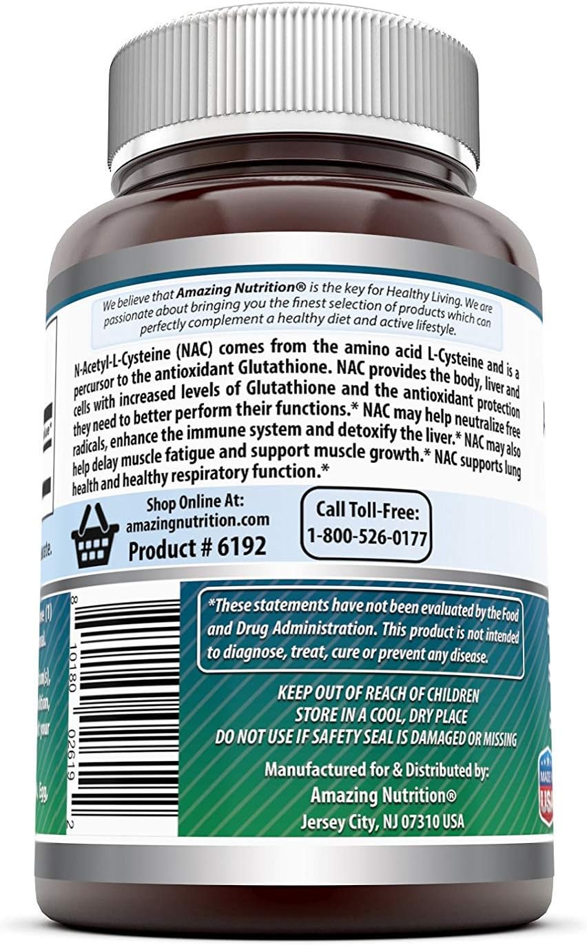 Amazing Formulas NAC 600 Mg | N-Acetyl Cysteine Supplement | Capsules | Non-GMO | Gluten Free | Made in USA (2 Pack, 250 Count)