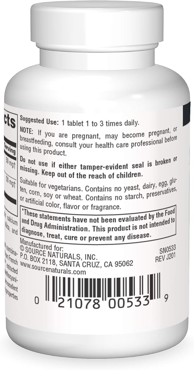 Source Naturals Pycnogenol & Grape Seed Extract 100 mg Dietary Supplement - 60 Tablets