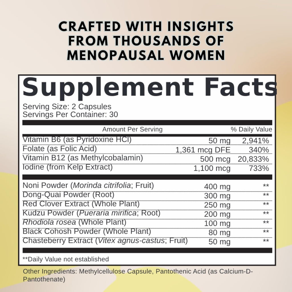 Fobulous Menopaus – Vegan Menopause Formula with Black Cohosh & B-Complex – Plant-Based Capsules with Recipes & Pilates Program