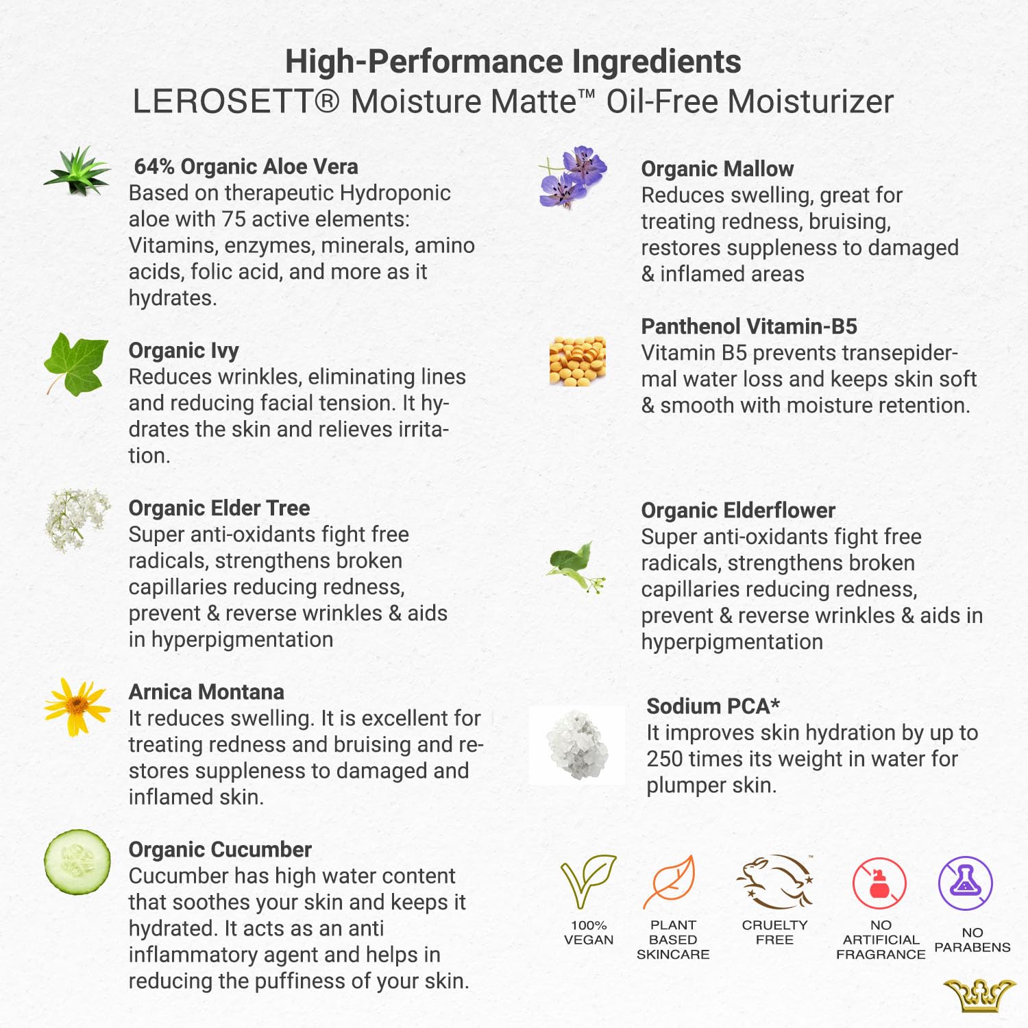 LEROSETT Oil-Free Moisturizer for Acne, Moisture Matte for Oily & Sensitive Skin, Vegan Moisturizer, Lightweight & Aloe-Based with Vit-B5 + 7 Soothing Herbals, Non-comedogenic, Fragrance Free - 3 oz