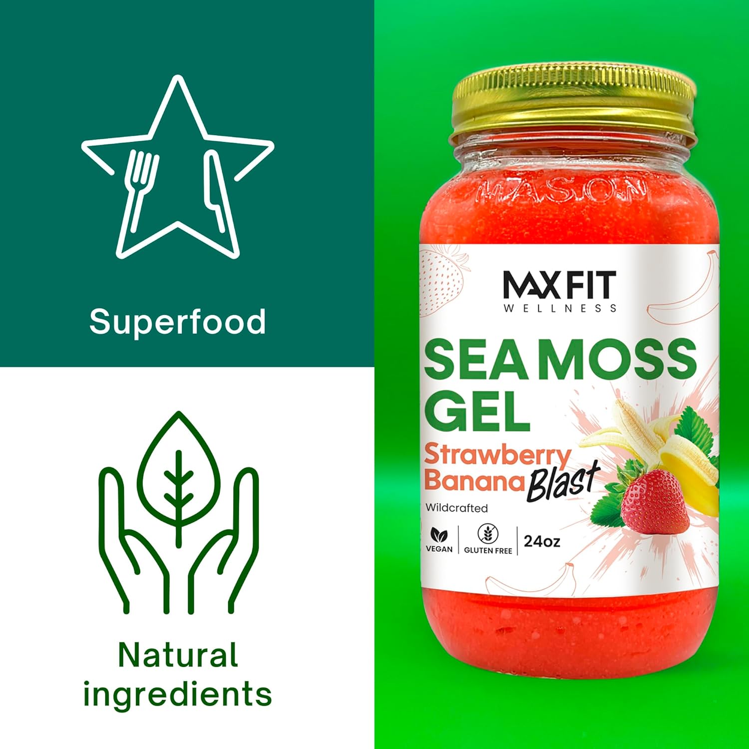 Sea Moss Gel Raw (24 Flavors) 24oz Wildсrafted Gold Sea Moss Gel from Saint Lucia | 92 Vitamins and Minerals | Pure Raw+Non-GMO | Vegan Superfood