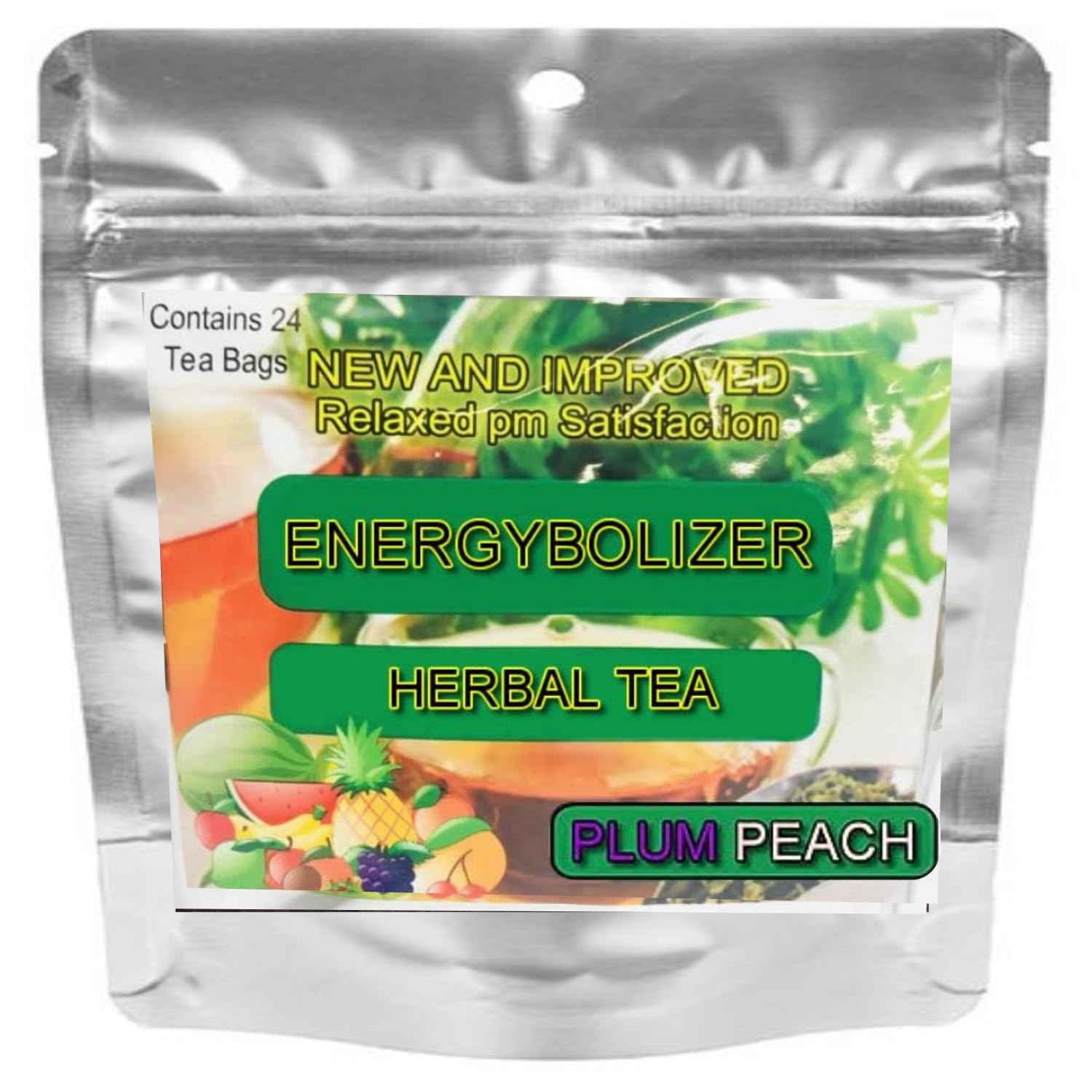 Energybolizer Perfect Weight Herbal Tea (24 Bags)| Natural Energy Booster for Women and Men | Increase Energy, Improve Digestion (Plum Peach)