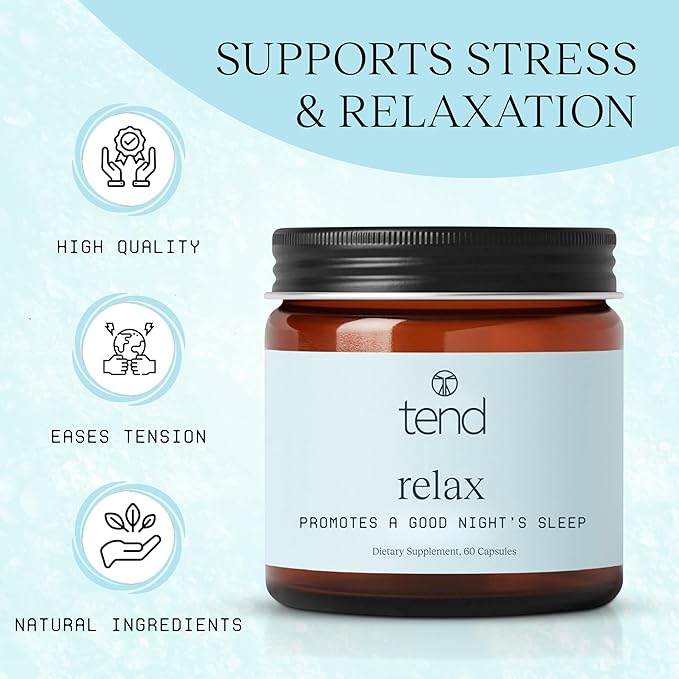 Tend Relax Sleep Support Dietary Supplement, Natural Sleep Aid, 60 Count