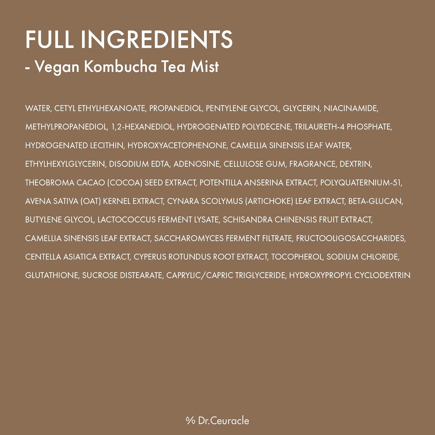 Dr.Ceuracle Vegan Kombucha Tea Mist - Hydrating Face Mist, Portable Milky Spray Serum, Korean Skincare (80 ml / 2.70 fl. oz.)