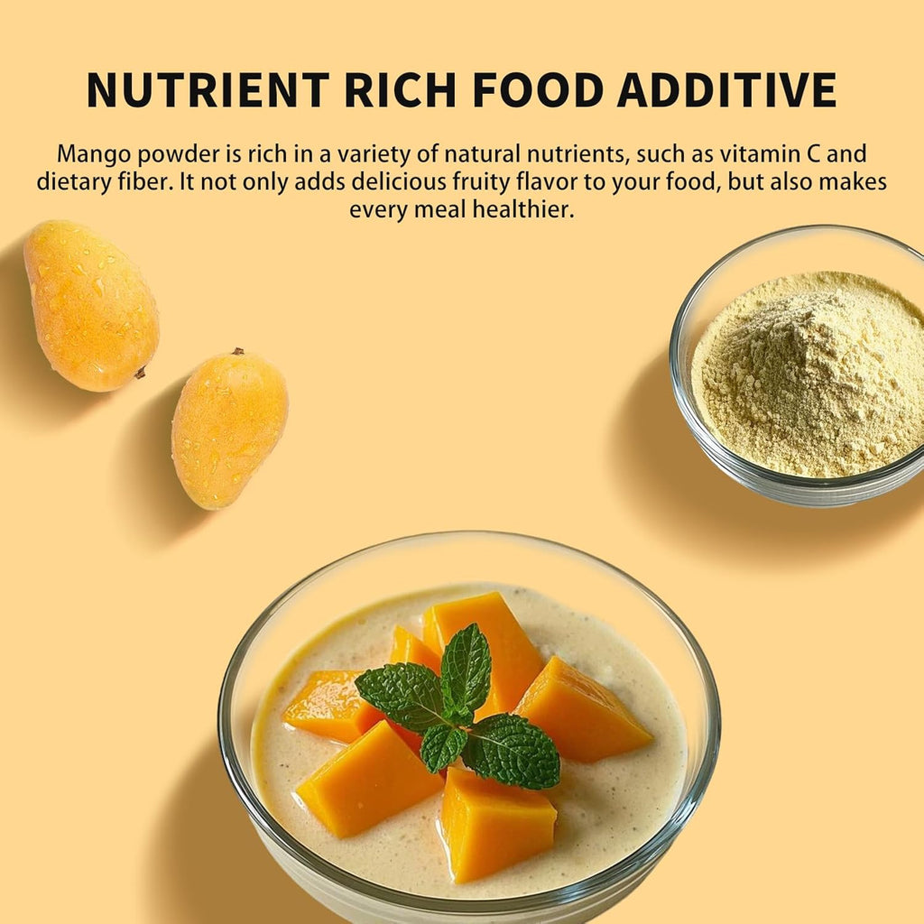 Mango Powder, Freeze Dried Mango Powder, 9.52OZ/270G, No Sugar Added, No Additives, for Beverages, Smoothies, Juices, Drinks, Baking