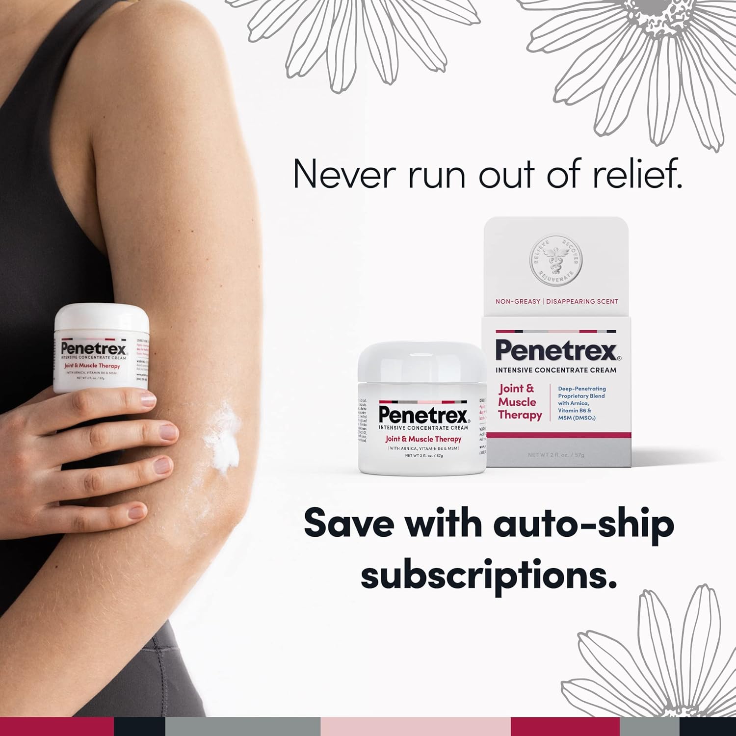 Penetrex Joint & Muscle Therapy Duo - Soothing Relief for Back, Neck, Hands, Feet & Nerves - Rub with Arnica, Vitamin B6 MSM & Boswellia - 2oz, 4oz