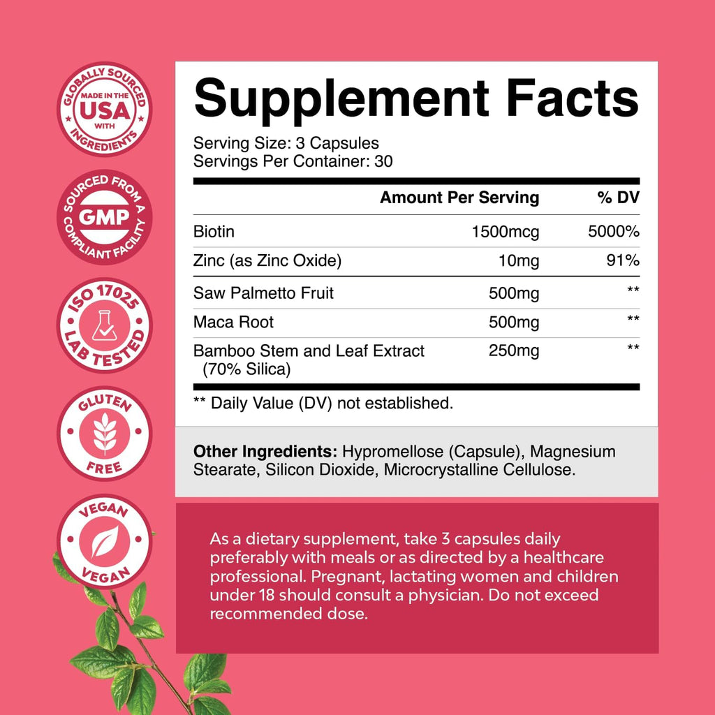 Bundle of Menopause Supplement for Women Soy Free Hormone Balance Capsules with Dong Quai Chaste Berry Black Cohosh Root and Saw Palmetto 500mg DHT Blocker Hair Vitamins with Maca Root Biotin