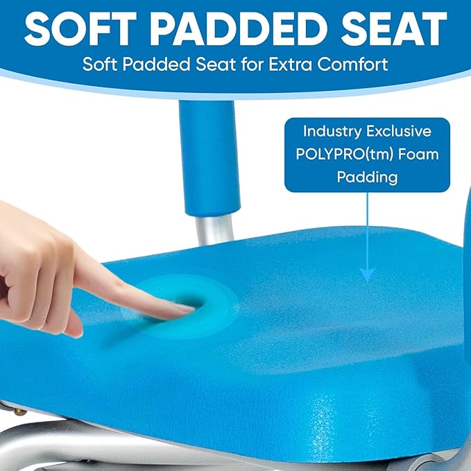Platinum Health Carousel Sliding Shower Chair Tub Transfer Bench with Swivel Seat, Premium Padded, Pivoting Arms, Adjustable Space Saving Design for Tubs, Inside Shower, for Handicap & Seniors, Blue