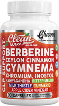 Clean Nutra Glucova, All-in-One Blood Sugar Support Supplement with Berberine, Ceylon Cinnamon, Gymnema, Chromium, 90 Capsules