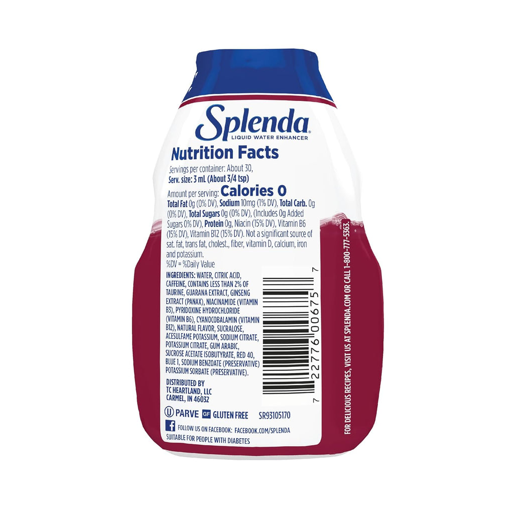 SPLENDA Energy Liquid Water Enhancer Drops, Sugar Free, Zero Calorie, Natural Flavor, Concentrated Drink Mix, 3.11 Fl Oz Each Bottle (Black Cherry, 1 Pack)