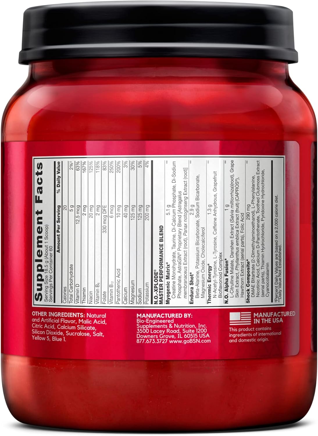 BSN N.O.-XPLODE Pre Workout Powder, Energy Supplement for Men and Women with Creatine and Beta-Alanine, Flavor: Green Apple, 60 Servings