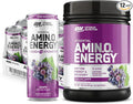 Optimum Nutrition Amino Energy Powder: Concord Grape (65 Servings) with Essential Amino Energy Plus Electrolyes Sparkling Drink: Grape (12 Cans) - Bundle Pack