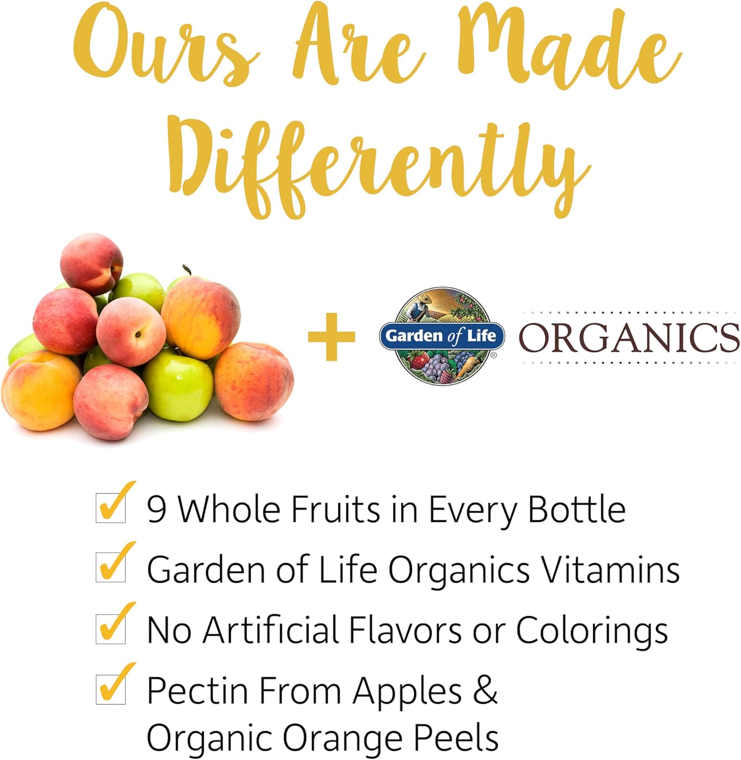 Garden of Life Organics Kids Gummy Vitamins, Certified Organic, Non-GMO & Vegan Complete Children's - B12, C & D3 Gluten, Soy & Dairy Free Real Fruit Chew Gummies, Multi, Cherry, 120 Count