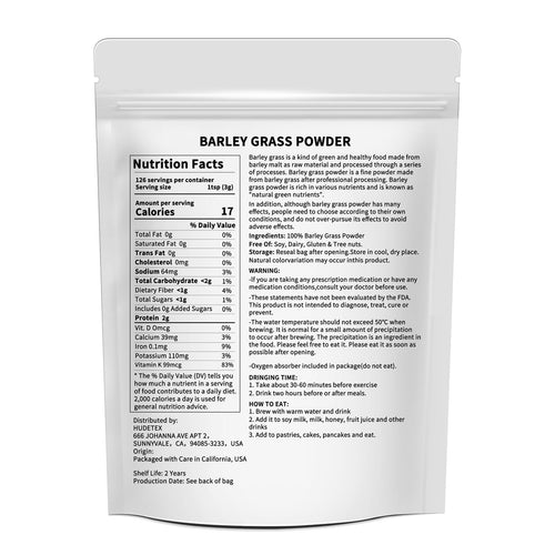 Barley Grass Juice Powder 13 oz - 100% Pure Wheatgrass Powder, Supports Cardiovascular, Liver and Digestive Function, Vegan, No Maltodextrin & Sugar.