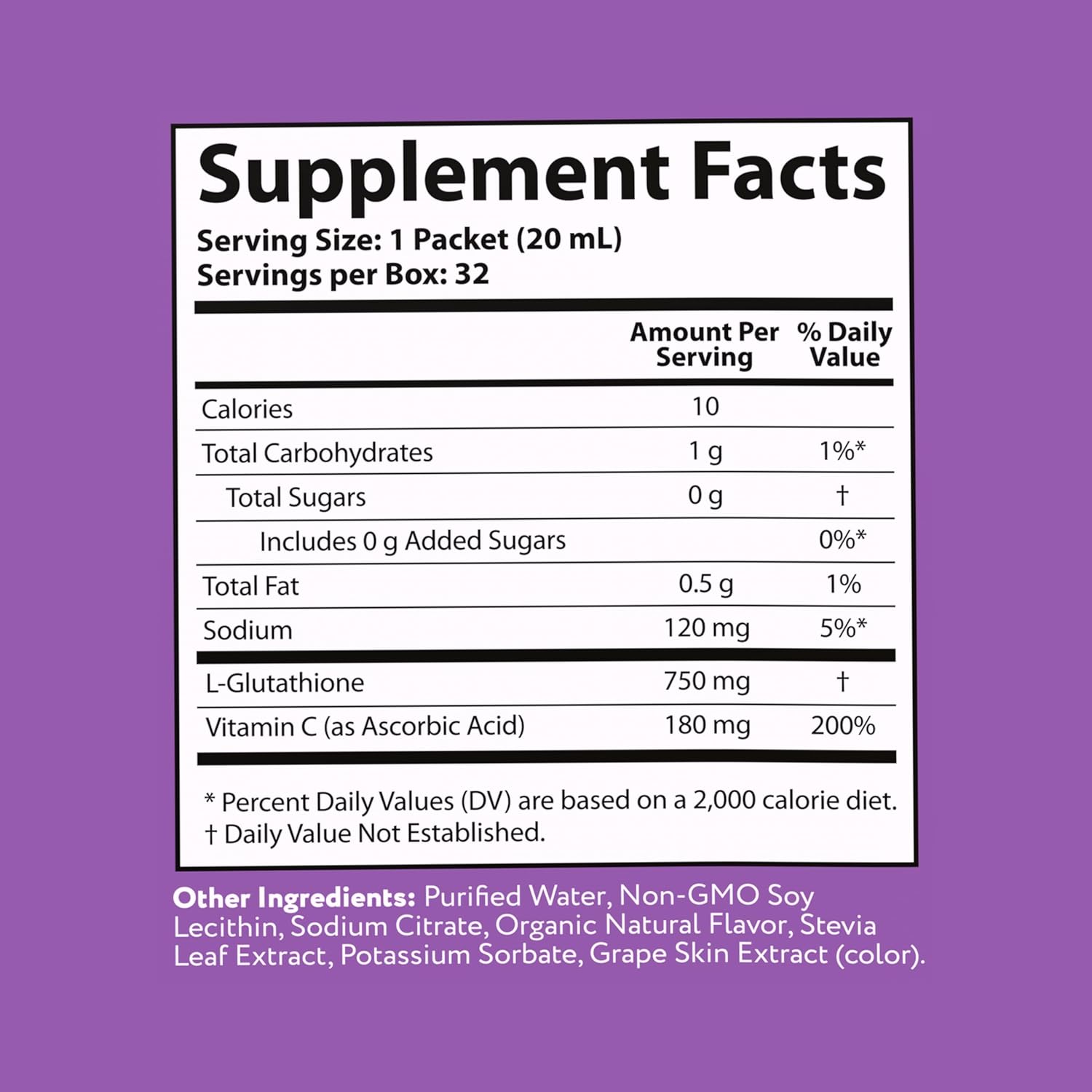 Aurora Nutrascience Mega-Liposomal Liquid Glutathione, Immune & Antioxidant Gut Health Support Supplement, 750 mg per Serving, Non-GMO, Sugar-Free, 32 Single Serve Packets