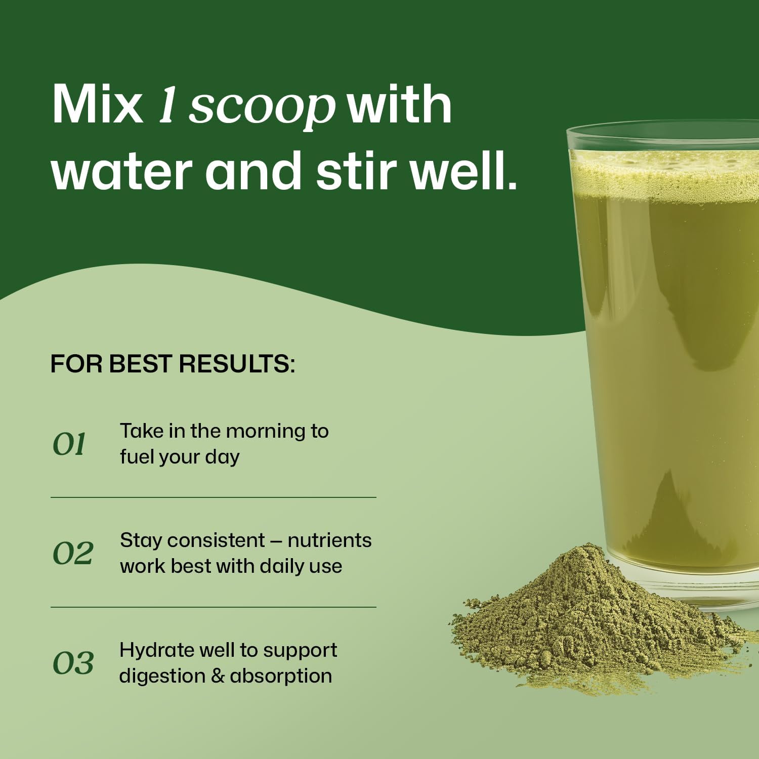 ColonBroom Superfood Greens Powder Supplement | Super Greens Juice Powder with Probiotics, Prebiotics, Spirulina & Chlorella | Natural for Energy, Immunity, Digestion & Detox Support | 28 Servings