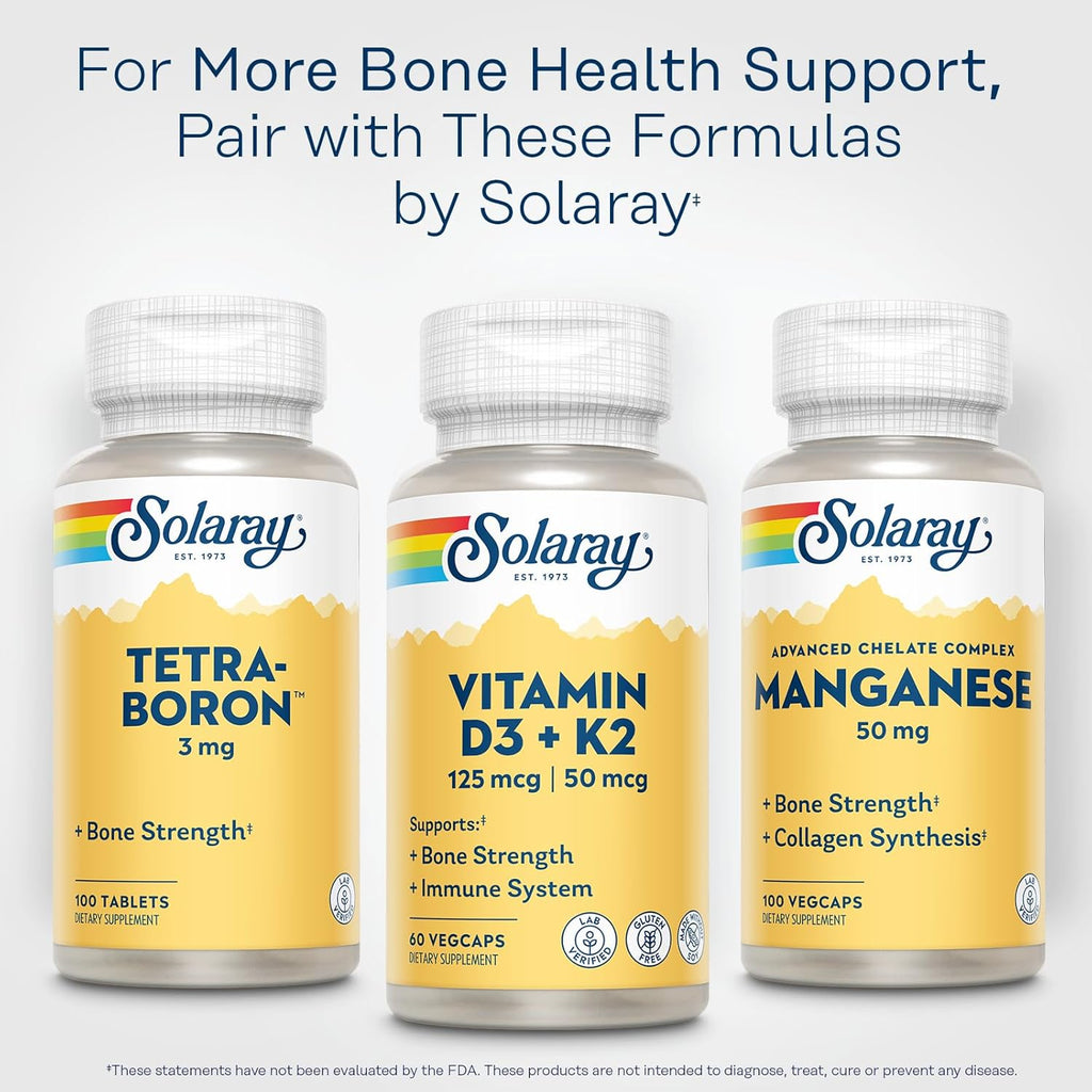 SOLARAY Vitamin D3 K2 - Bone Health and Immune Support Supplement - with 5000 IU Vitamin D as VIT D3 and 50 mcg Vitamin K2 as Menoquinone MK7, Made Without Soy, 60-Day Guarantee, 60 Serv, 60 VegCaps