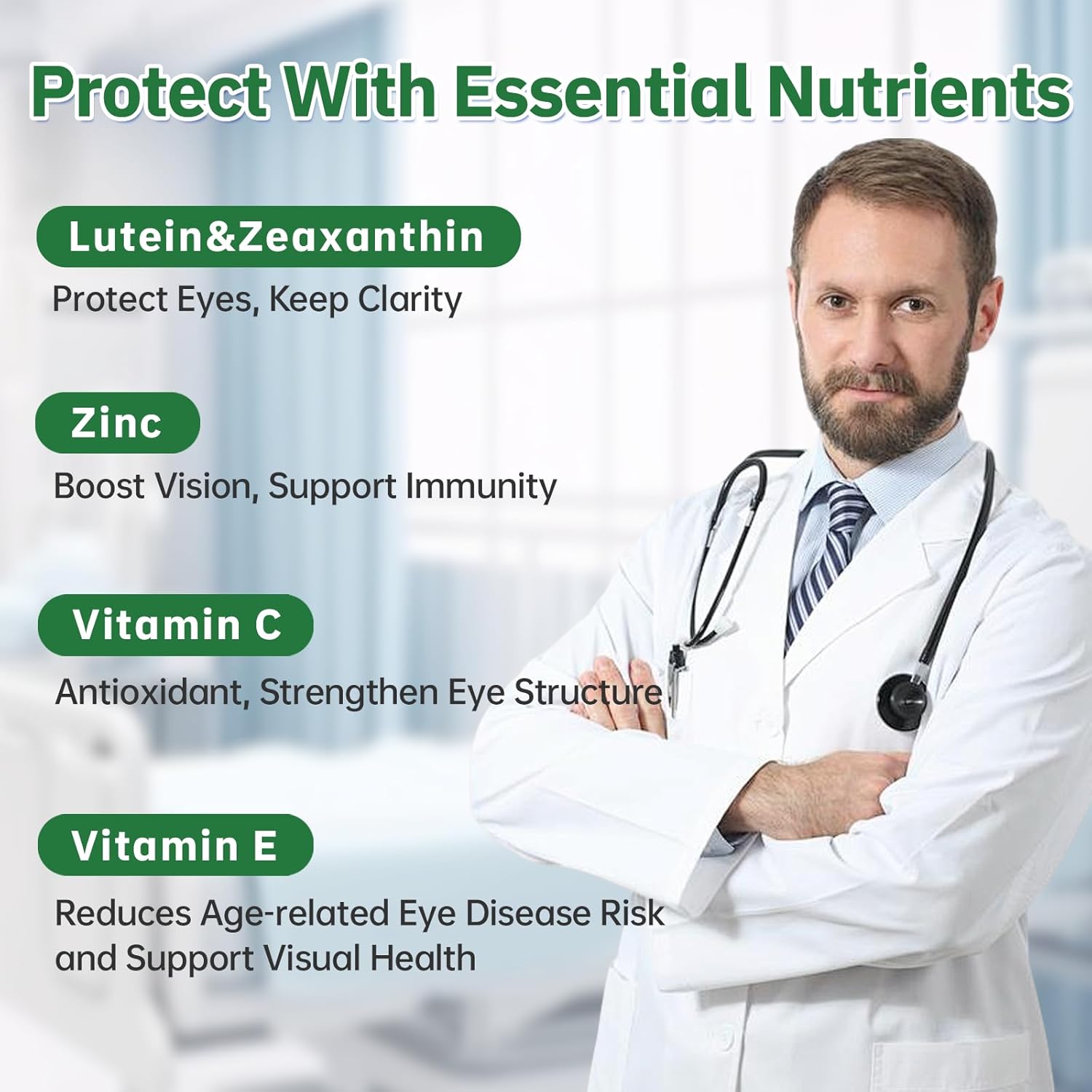 Lutein Eye Vitamins Supplement 90pcs, Lutein & Zeaxanthin for Women Men to Against Macular & Dry Eye, Multivitamin for Vision & Ocular Health with Zinc, VC, VE
