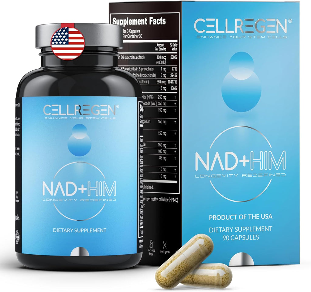 NAD HIM NAD Supplement Nicotinamide Riboside Wellness Formula, Help Restore NAD Levels, Support Testosterone Levels, NAD Supplement for Men, Non-GMO Gluten-Free, 90 Capsules