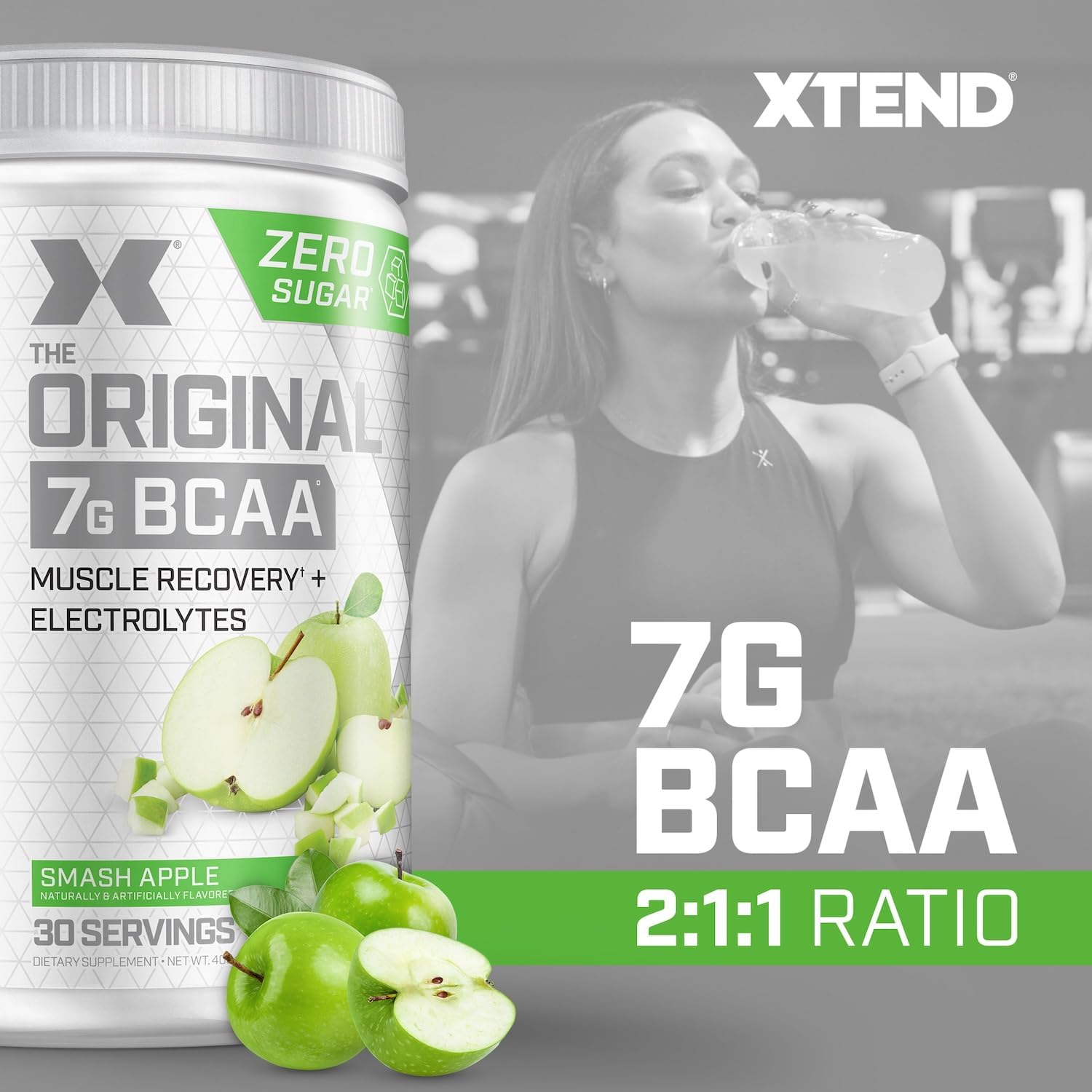 Original BCAA Powder 7g BCAA and 2.5g L-Glutamine, Sugar Free Post Workout Muscle Recovery Drink with Amino Acids for Men & Women, 30 Servings