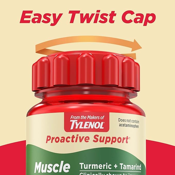 Tylenol Proactive Support* Muscle & Joint Supplement, Drug-Free Daily Turmeric Supplement + Tamarind + Cucumber Extract, Improves Joint Comfort & Flexibility in 5 Days*, 30 ct