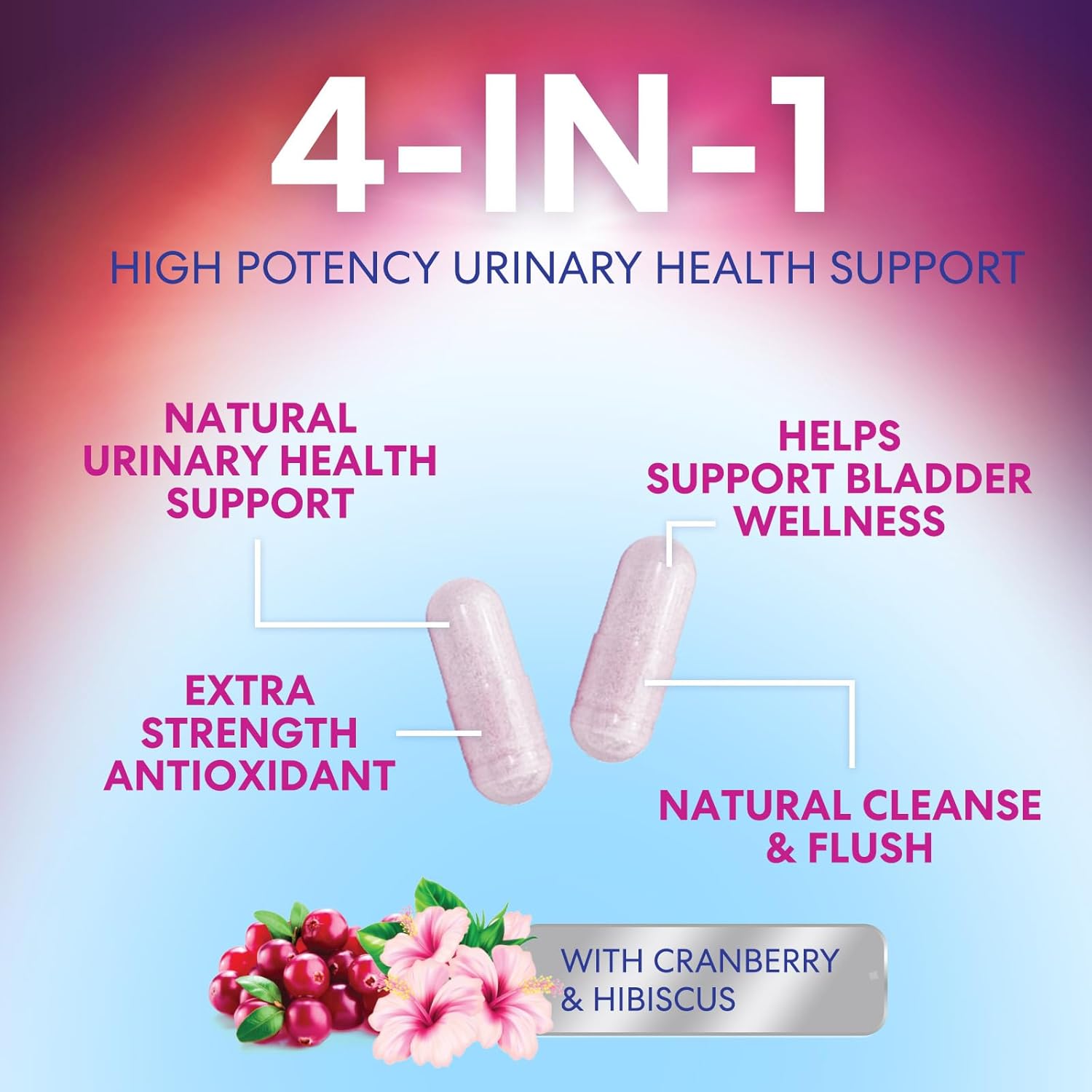 D-Mannose Supplement 1,350mg - with Cranberry, Hibiscus & Dandelion - Fast-Acting, Natural Urinary Tract & Bladder Support for Women & Men – Flush & Cleanse Impurities – Non-GMO, Vegan – 120 Capsules