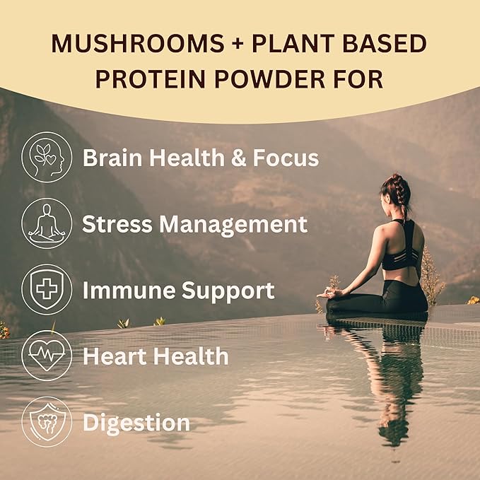 Mycoprotein Mushroom Protein Powder, Vanilla - 19g of Vegan Protein, Plant Based, Superfood, Master Blend of Chaga, Reishi, Turkey Tail, Shiitake, Lions Mane, Coffee, Smoothies (1.76 lb)