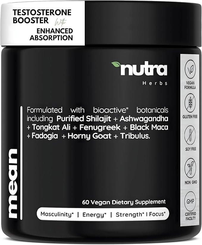 Men's Testosterone Support–10-in-1 Horny Goat Weed with Tongkat Ali, Ashwagandha, Shilajit, Maca, Fadogia Agrestis, Tribulus & More – Energy, Vitality & Libido Support – 60 Vegan Capsules
