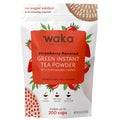 Waka Instant Green Tea Mix, Strawberry Flavored - 100% Tea Leaves, No Additives, Unsweetened Tea Powder in Bulk Pouch – Easy Quick Hot and Iced Teas, Up to 200 Cups (4.5oz)