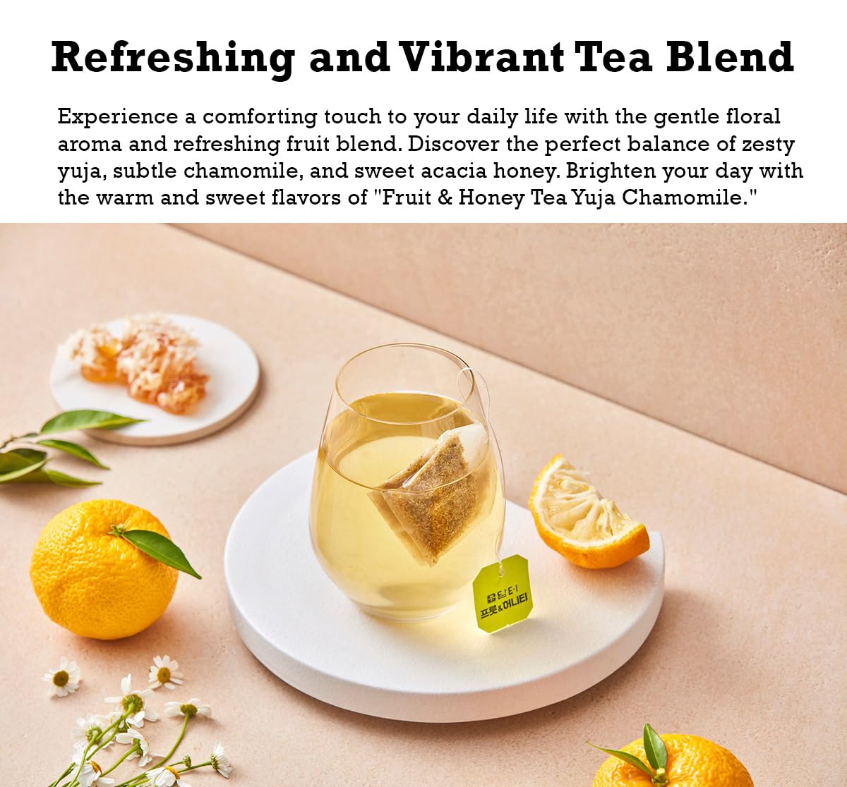 Damtuh Yuzu Honey Chamomile Tea – Citrusy & Floral Herbal Tea Blend, 20 Tea Bags (1g each)