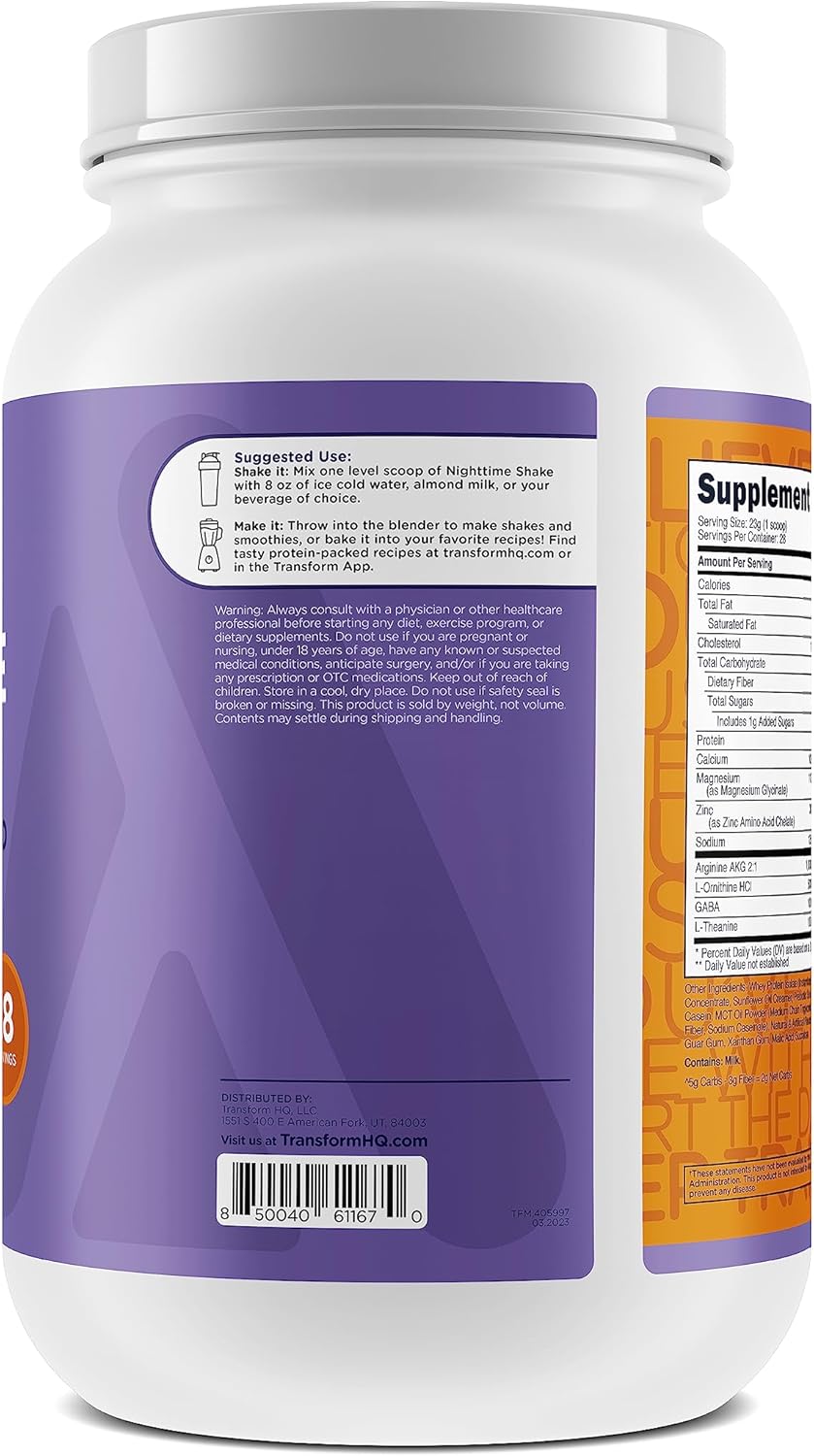 TransformHQ Nighttime Shake, Sleep + Protein Blend, 28 Servings, Caramel Apple Pie Flavor