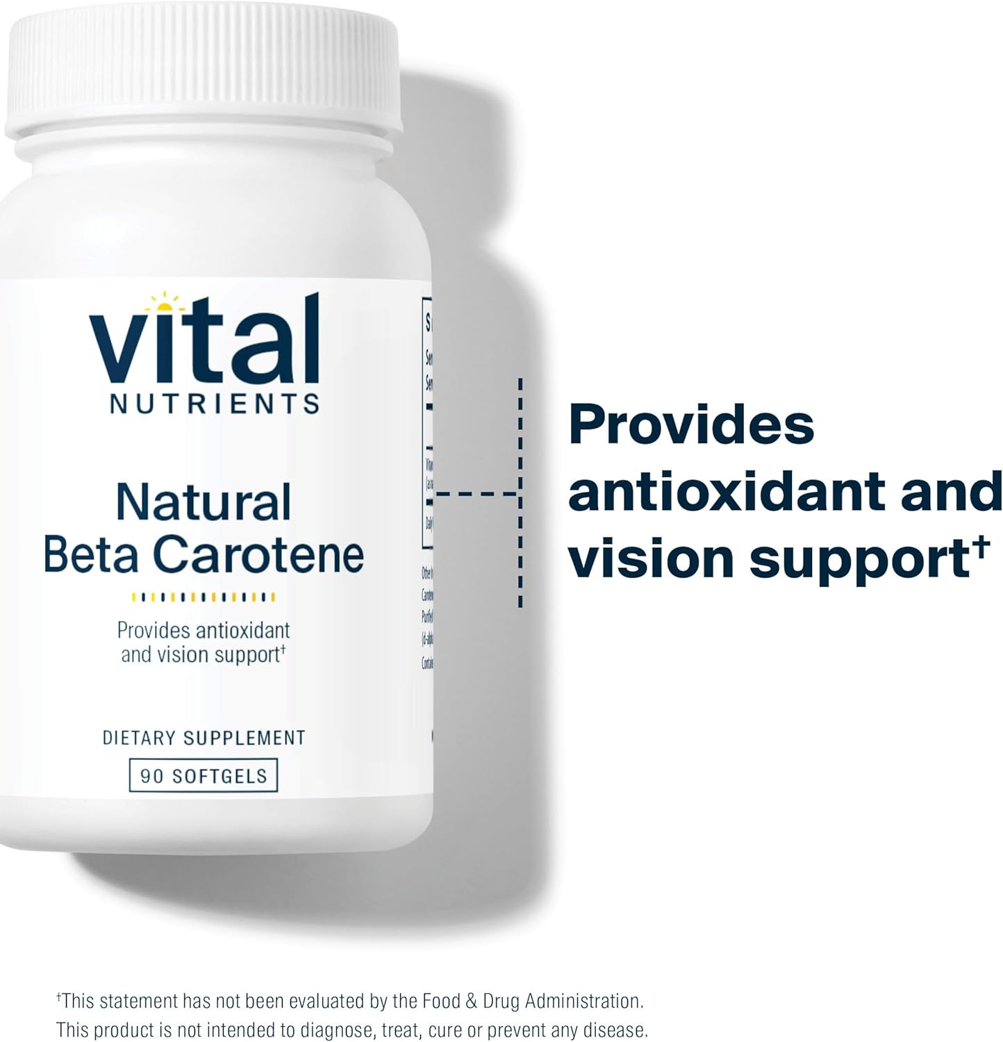 Vital Nutrients Natural Beta Carotene 25,000IU | Precursor to Vitamin A | High-Dose Antioxidant | Vision, Skin, and Health Support | Gluten, Dairy, Soy Free | 90 Softgels