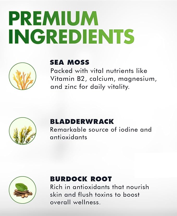 BIO VITALICA Sea Moss Gummies – with Bladderwrack & Burdock Root – Wildcrafted Gel + Powder – Vegan, Keto, Non-GMO, Gluten-Free – Fruity Mineral-Rich Gummies – 50 Count (3 Pack)