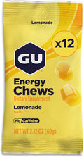 GU Energy Chews, Lemonade Energy Gummies with Electrolytes, Vegan, Gluten-Free, Kosher, and Dairy-Free On-The-Go Energy for Any Workout, 12 Bags (24 Servings Total)