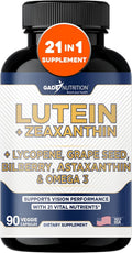 Gade Nutrition Lutein and Zeaxanthin Supplements | Astaxanthin, Omega 3, Resveratrol, Bilberry, Lycopene, Quercetin, Ginkgo Biloba, Vitamin D - Eye Health Vitamins, Eye Support, Health Vision Formula