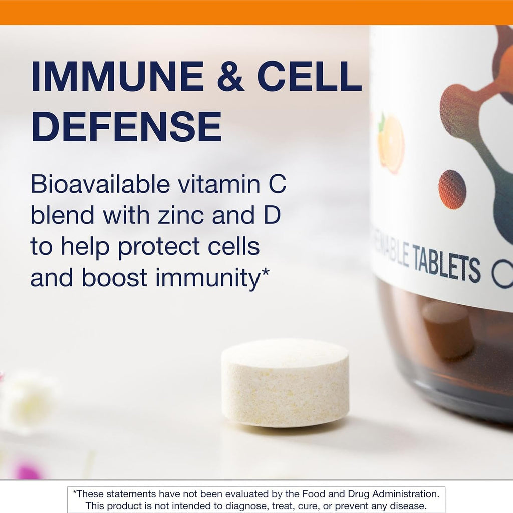Metagenics Ultra Potent-C Vitamin C Chewable - for Immune & Antioxidant Support* - with L-Cysteine & L-Lysine - Chewable VIT C - Natural Orange Blast Flavor - Bioflavonoids Supplements - 90 Tablets