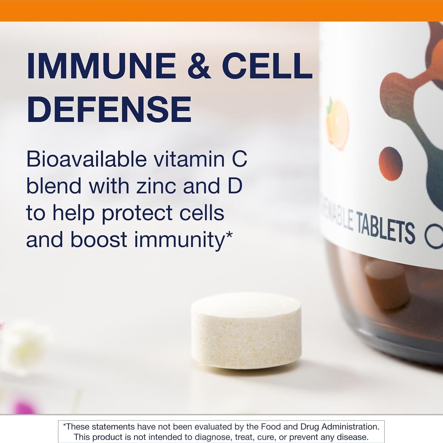 Metagenics Ultra Potent-C Vitamin C Chewable - for Immune & Antioxidant Support* - with L-Cysteine & L-Lysine - Chewable VIT C - Natural Orange Blast Flavor - Bioflavonoids Supplements - 90 Tablets