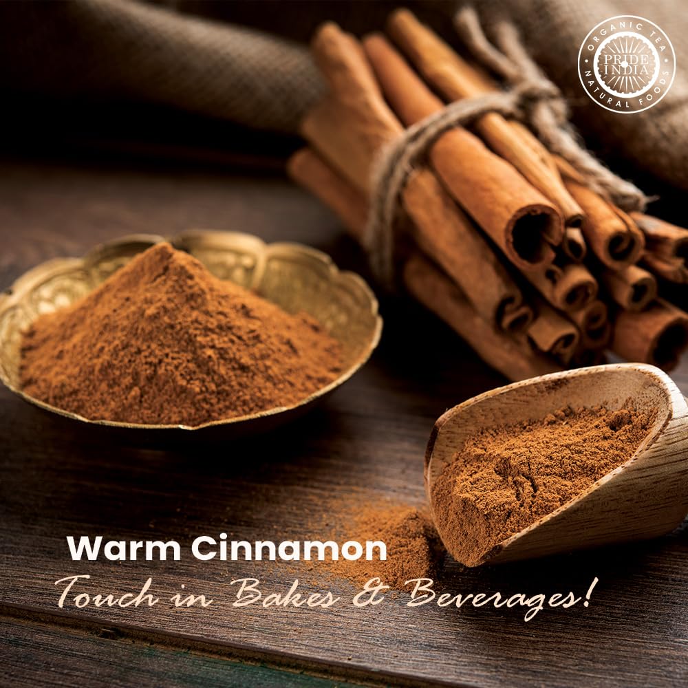 Pride Of India Natural Cinnamon Ground | Pure & Fresh Ground Spice | Gourmet Quality | Perfect for Sweet & Savory Dishes | Easy to Use | Ideal for Restaurant or Home Use | 7 oz. Medium Dual Sifter Bottle