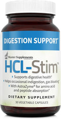 Master Supplements HCL-Stim - 30 Vegetable Capsules - Provides Digestive Support + Gas & Bloating Relief - Vegan, Gluten Free - 30 Servings