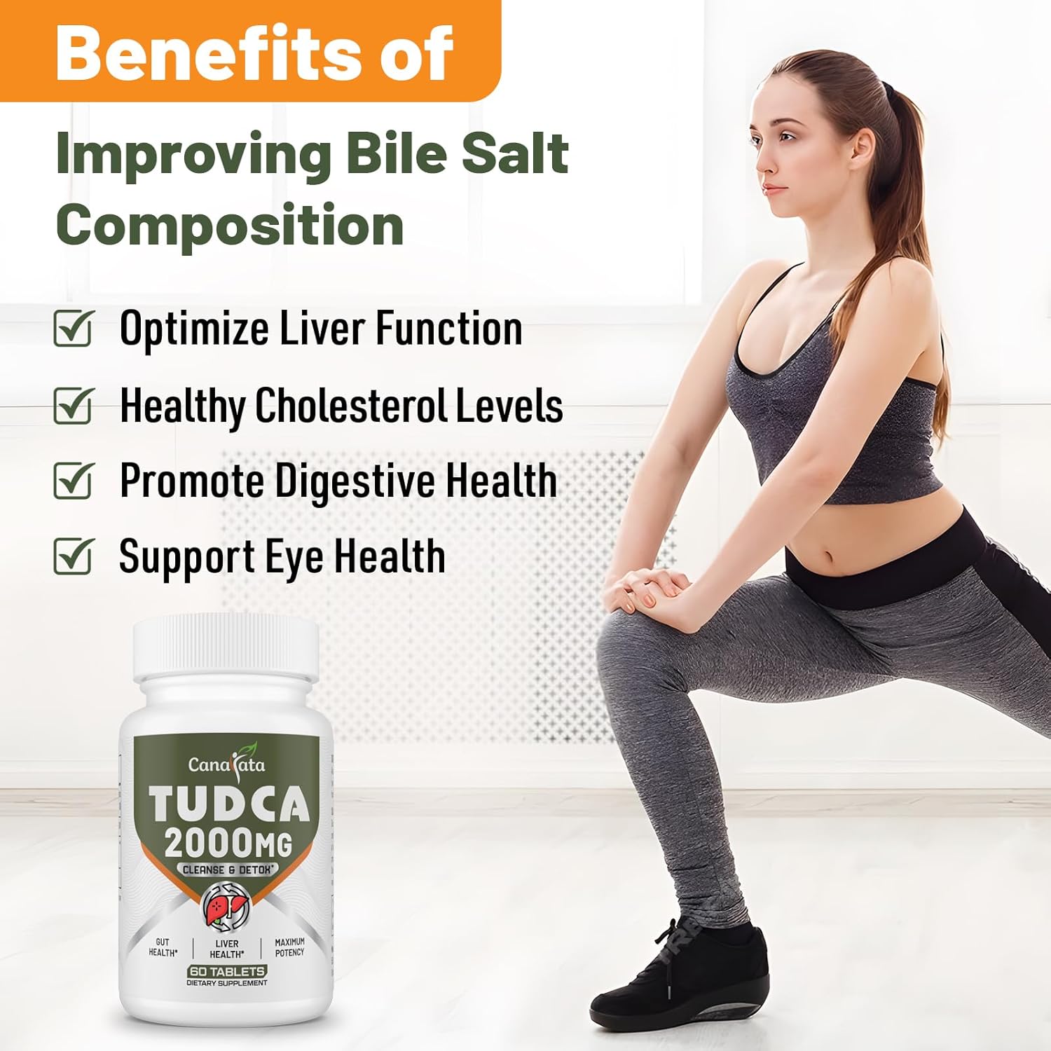 TUDCA Liver Supplements 2000mg - Strong Bile Salts Support Liver Detox & Cleanse - Liver and Gallbladder Health Formula-Easy to Swallow Tablets-60 Days Supply