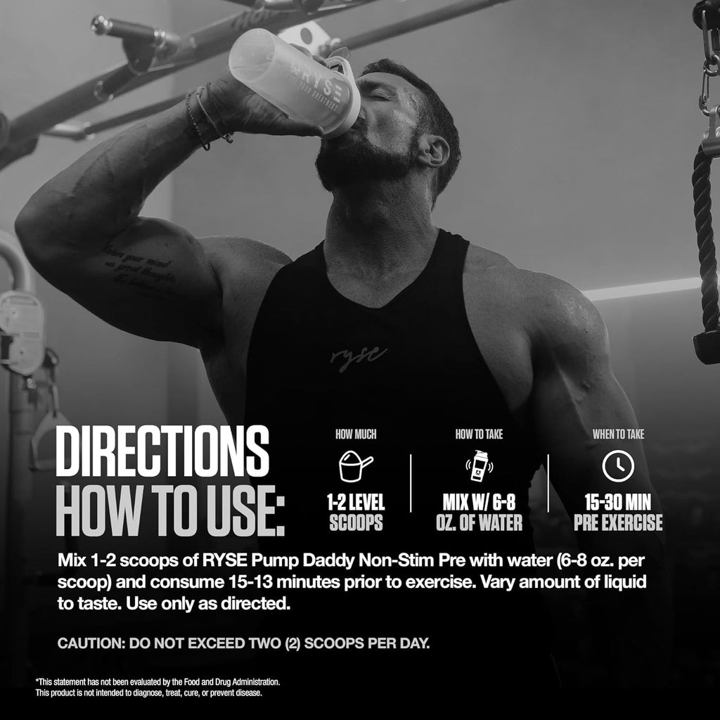 RYSE Pump Daddy V2 Pre Workout Powder - Noel Deyzel Signature - Candy Watermelon - Non-Stim Supplement with Citrulline, Creatine and Beta Alanine for Pumps, Endurance and Strength - 40 Servings