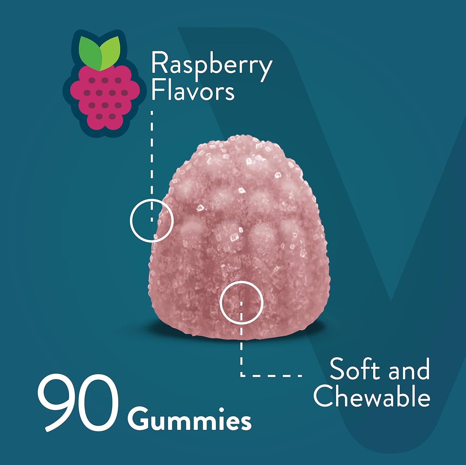 Viteey Calcium Magnesium Zinc Gummies with Vitamin D3 - Supports Bone Health, Nerve & Immune Function - Calcium Magnesium Zinc D3 for Adults & Teens - GMO Free - Chewable Raspberry Flavored Gummy