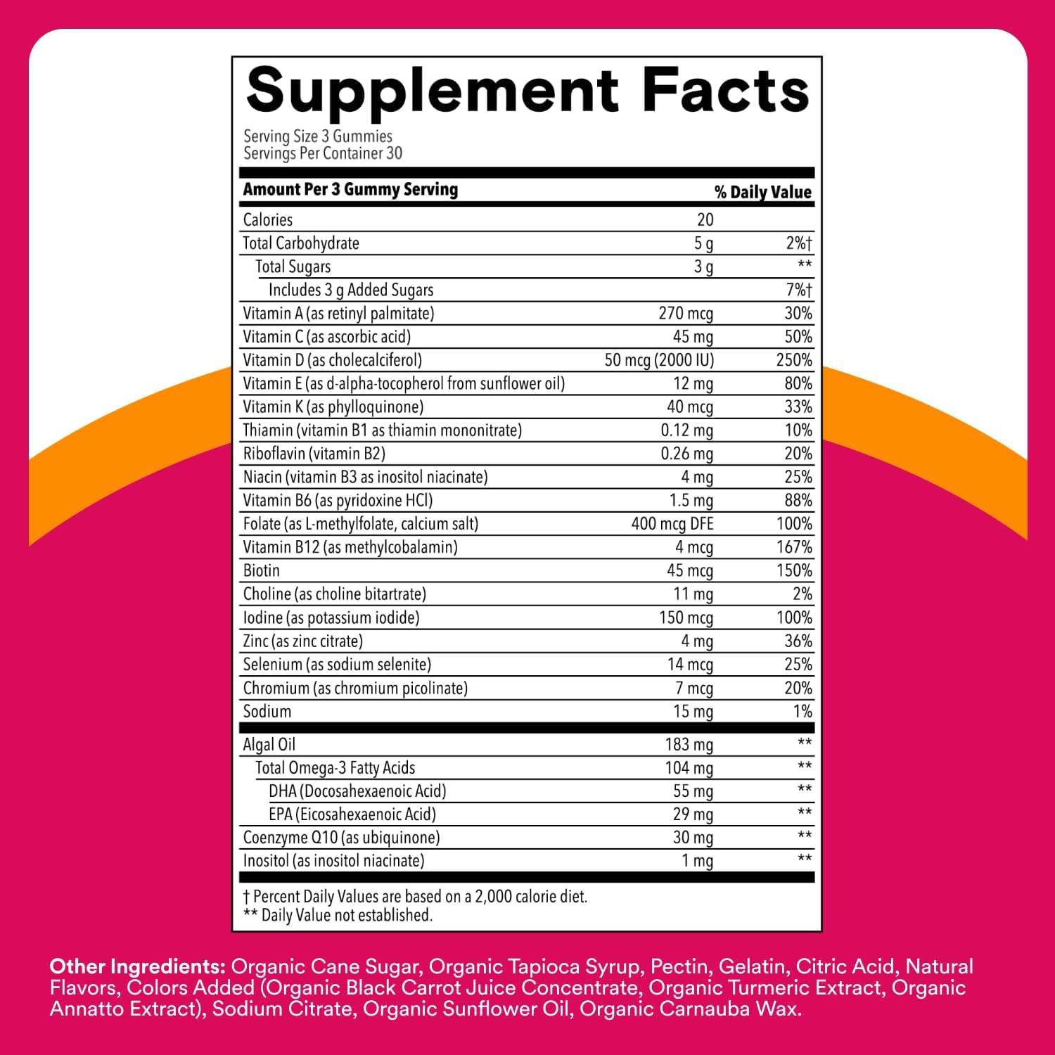 SmartyPants Women's Multivitamin Gummies - Improved Formula: Omega 3 (DHA/EPA), Methylfolate, CoQ10, Vitamin D3, C, Vitamin B12, B6, A, K & Zinc, Inositol, Gluten Free, 90 Count (30 Day Supply)