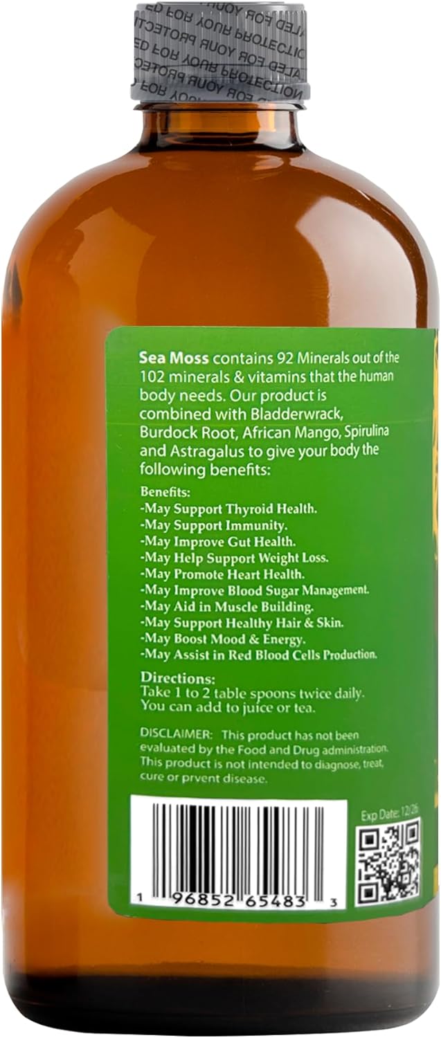 Sea Moss Tonic | Overall Body Enhancement & Wellbeing Support | Natural Herbal Supplement | 16 fl oz