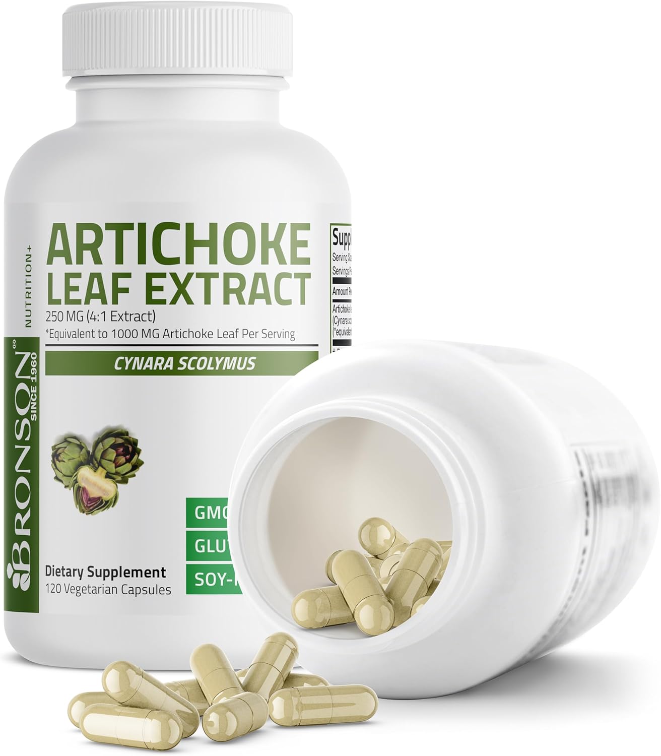 Bronson Artichoke Leaf Extract Extra Strength Supports Healthy Digestion Healthy Liver Function, Non-GMO, 120 Vegetarian Capsules