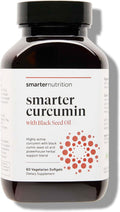 Smarter Nutrition Curcumin Softgels - Vegan High Absorption 400 mg Turmeric Supplement + Black Seed Oil & Ginger - 95% Tetrahydrocurcuminoids Non-GMO, USA Manufactured - 60 Ct[30 Servings]
