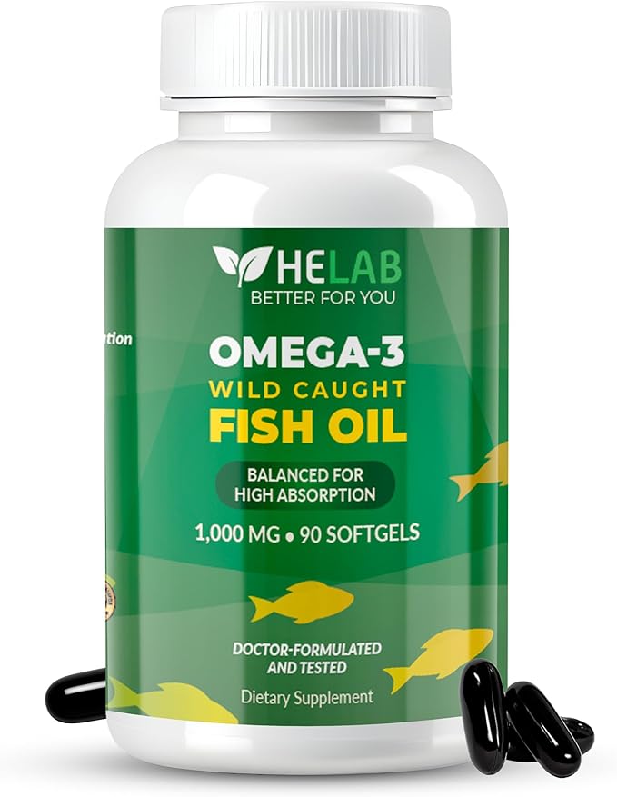 Omega 3 Fish Oil Supplementt (90 Count) Wild Caught Omega3 Fish Oil High EPA DHA Rich in Fatty Acid | Omega-3 Supplements for Women & Men | Purified Omega3 Fatty Acid, Non-GMO, Burpless Softgels